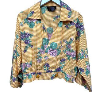 Rare Vintage Bouncing Bertha's Banana Blanket Top Medium Yellow 70s Cottagecore